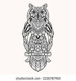 Beautiful Owl mandala arts isolated on white background