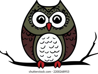 beautiful owl on white background (vector ) 