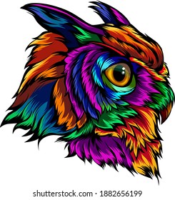 beautiful owl vector full color and colorful