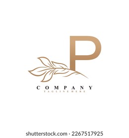 beautiful P logo design with luxury flower. Initial P monogram symbol. flourish logo. suitable for logos of beauty, spa,salon,boutique,company,business,hotel,brand,etc