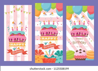 beautiful pack of happy birthday card design