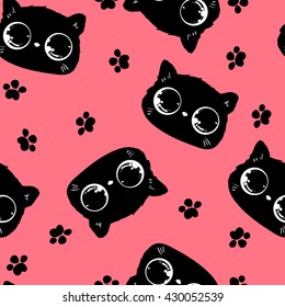 beautiful packaging design with a cat pattern. cat with bright eyes, a cute kitten vector image background wallpaper