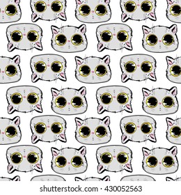 beautiful packaging design with a cat pattern. cat with bright eyes, a cute kitten vector image background wallpaper