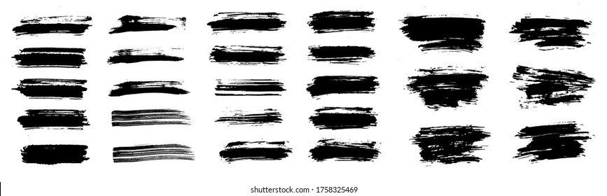 Beautiful Paintbrush Set, brush stroke, vector, template. High quality manually traced. Grunge elements for Social media and network. Ink brush stoke stencil. Rectangle text boxes. Vector texture set