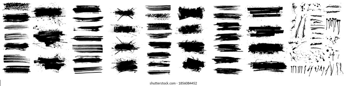 Beautiful Paintbrush vector collection. Grunge elements - Brush stroke, ink paint brush, grunge lines. Rectangle text boxes for social media and network. Vector texture dirty brushes and wide brushes