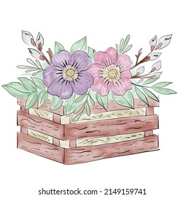 beautiful painted bouquet in a box