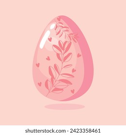 Beautiful painted Easter egg on pink background