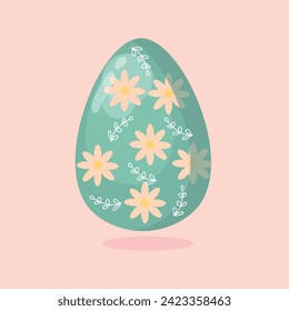 Beautiful painted Easter egg on pink background