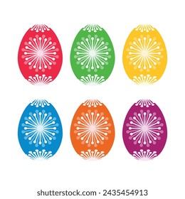 Beautiful painted easter eggs icon set vector isolated on a white background. Set of different colored easter eggs graphic design element