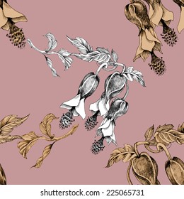 Beautiful painted flower seamless pattern on pink background vector illustration