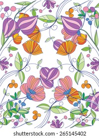 beautiful painted flowers in summer,abstract vector floral background