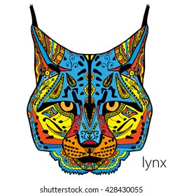 beautiful painted images of lynx, coloring page for adults