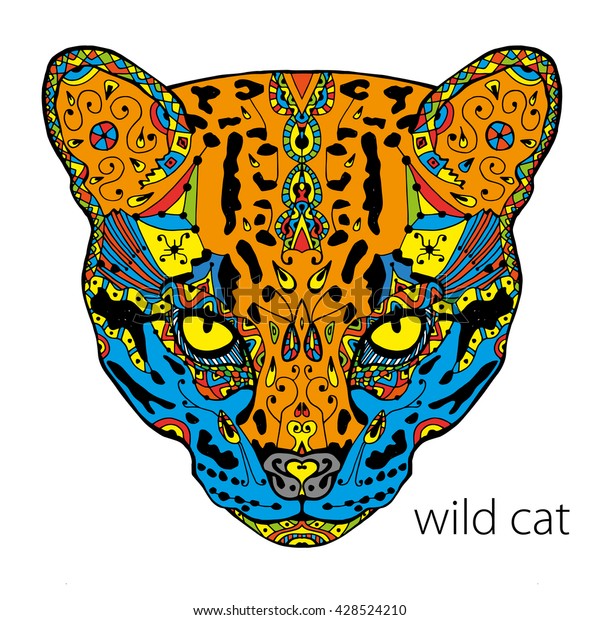 beautiful painted images wild cat coloring stock vector