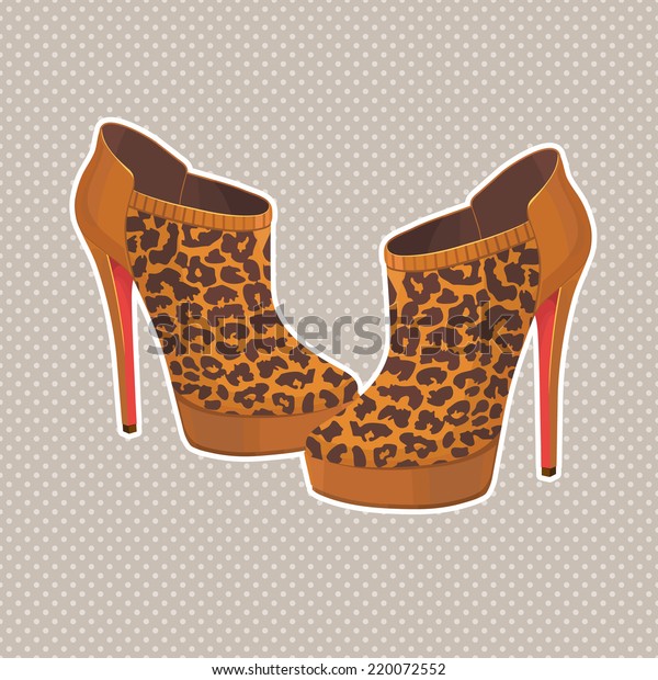 Beautiful Pair Fashion Leopard Shoes Vector Stock Vector (Royalty Free ...