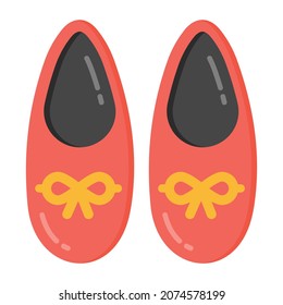 Beautiful pair of lady shoes, flat icon