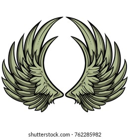 Beautiful pair of wings vector illustration.