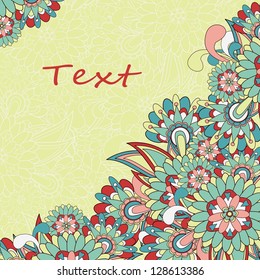 Beautiful paisley background with custom text space. Vector illustration