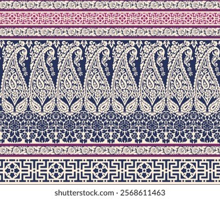 Beautiful Paisley Border Design with Intricate Floral Motifs