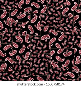 Beautiful paisley design patchwork seamless pattern,