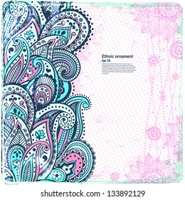 Beautiful paisley ornament template can be used as a greeting card