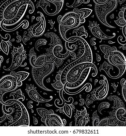 Beautiful Paisley seamless background. Elegant Ethnic Hand Drawn vintage Pattern