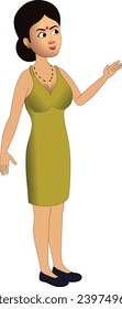 Hermosa mujer paquistaní con kameez y pijama ajustada, mujer india triste con vestido tradicional. Retrato de una hermosa chica. Vector plano de expresión de rostro de avatar. Las mujeres usan traje con el pelo largo y oscuro.