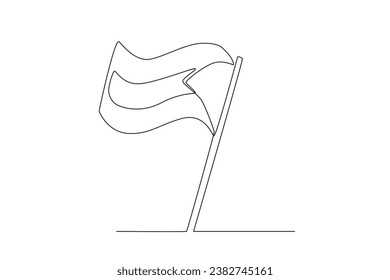 A beautiful Palestinian flag fluttering. Palestine one-line drawing