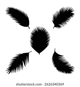 Beautiful Palm Tree Silhouette Vector Set, Diverse Shapes and Elements.