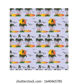 Beautiful palm trees seamless background.summer Landscape with beach and ocean vector style.