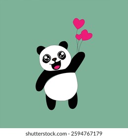 A beautiful panda with a balloon