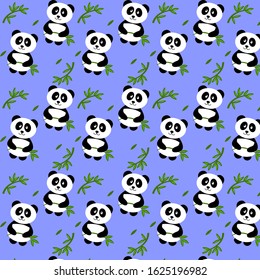 
Beautiful panda with bamboo on the packaging or wrapper of goods. Drawing on fabric or clothes.