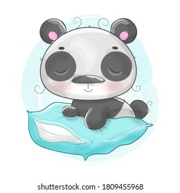 Beautiful panda bear on pillow