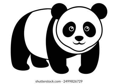 Un hermoso Arte vectorial de panda en ilustración de fondo blanco.