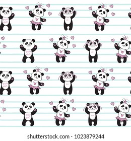beautiful pandas seamless pattern