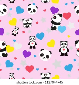 Beautiful pandas seamless pattern on a pink background.eps 10.
