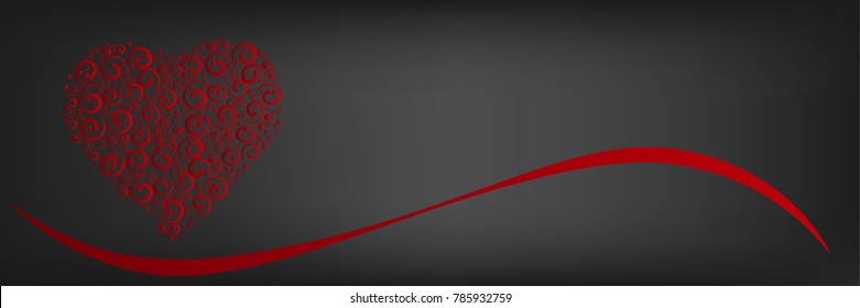 Beautiful panoramic greeting card for Valentine's day. copy-space for text .