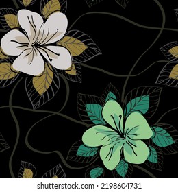 Beautiful paper art seamless pattern with flowers. Summer vector illustration. Spring floral vector illustration.Design element.