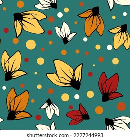 Beautiful paper art seamless pattern with flowers. Summer vector illustration. Spring floral vector illustration.Design element.