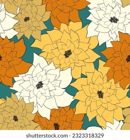 Schöne Papierkunst nahtloses Muster mit Blumen. Sommervektorgrafik. Frühlingsblume, Vektorgrafik.Design-Element.