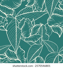 Beautiful paper art seamless pattern with flowers. Summer vector illustration. Spring floral vector illustration.Design element.