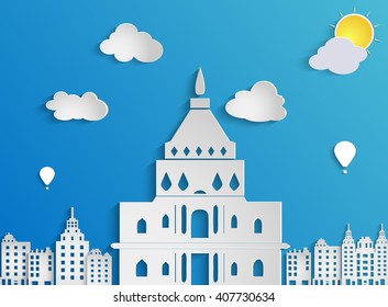 Beautiful paper city landscape.Vector