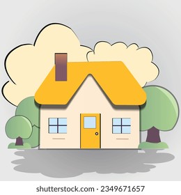beautiful paper cut house vector art