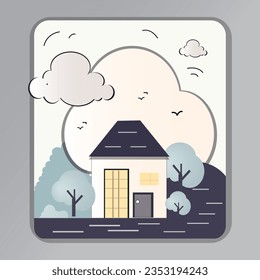 beautiful paper cut house vector