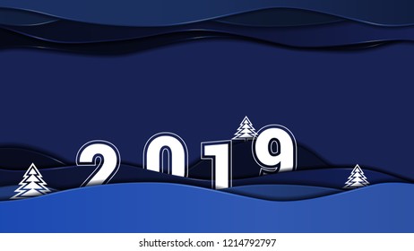 beautiful paper effect new year 2019