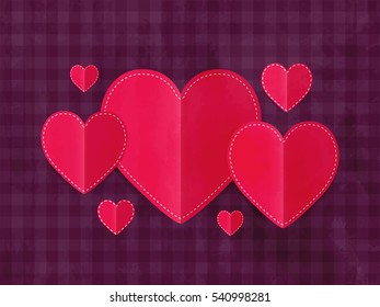 Beautiful paper hearts decorated background for Happy Valentine's Day celebration.