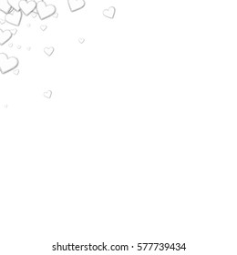Beautiful paper hearts. Left right corner with beautiful paper hearts on white background. Vector illustration.
