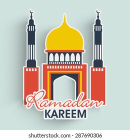 Beautiful paper mosque design for Islamic holy month of prayers, Ramadan Kareem celebrations.