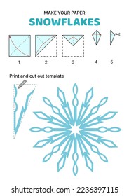 Beautiful paper snowflake. How to make papercraft snowflake. Isolated vector illustration eps 10