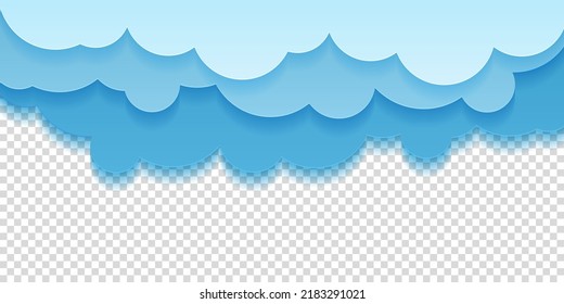 Beautiful papercut clouds background. Vector illustration. Paper cut style