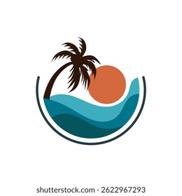 beautiful paradise summer beach logo